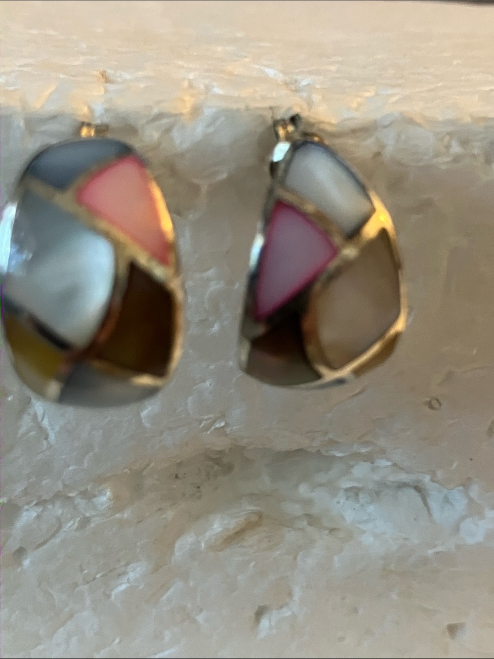 Small Teardrop Earrings Sterling Silver Dyed Mother-of-Pearl Inlay